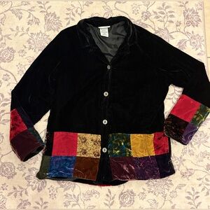 Vintage Women’s Colorful Whimsigoth Patchwork Velvet Jacket Blazer